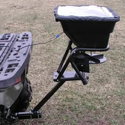 Field Tuff 12V ATV Hitch Mount Receiver 80 lb Fertilizer Spreader Black (2 Pack)