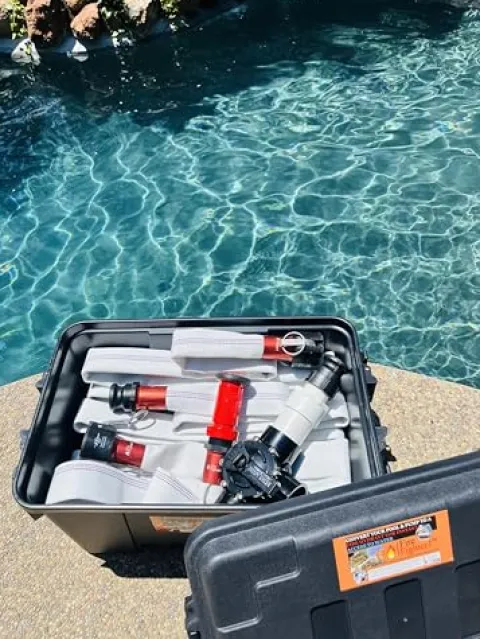FireFighter1 Fire Hose for Pool Pumps 100′ with Installation Kit