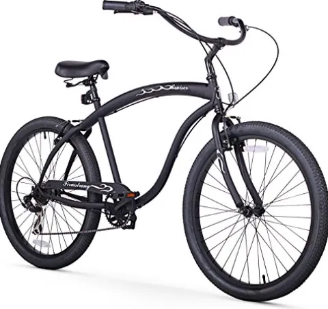 Firmstrong Bruiser Man Seven Speed Beach Cruiser Bicycle Matte Black