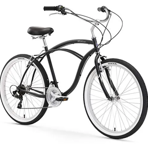 Firmstrong Urban Man Beach Cruiser Bike 26-Inch 7-Speed Matte Black