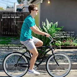 Firmstrong Urban Men’s Beach Cruiser Bike Single Speed 26 Inch Matte Black