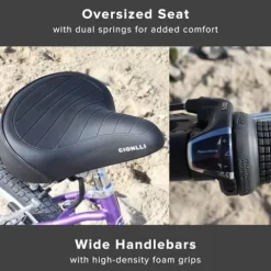 Firmstrong Urban Women’s Beach Cruiser Bike, 7 Speed, 26 Inch, Purple w/ Black Seat