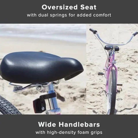 Firmstrong Urban Women’s Beach Cruiser Bike 3 Speed 24 Inch Pink w/ Black Seat/Grips