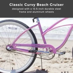 Firmstrong Urban Women’s Beach Cruiser Bike 3 Speed 24 Inch Pink w/ Black Seat/Grips