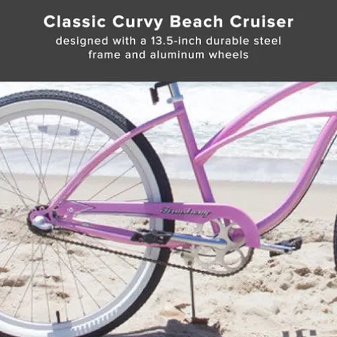 Firmstrong Urban Women’s Beach Cruiser Bike 3 Speed 24 Inch Pink w/ Black Seat/Grips