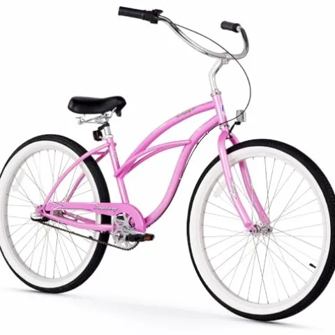Firmstrong Urban Women’s Beach Cruiser Bike 3 Speed 24 Inch Pink w/ Black Seat/Grips