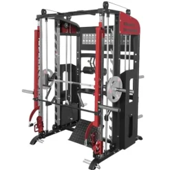 Fitness Dreamer Home Gym Smith Machine for Upper Body Strength Training Equipment and Leg Developer Red