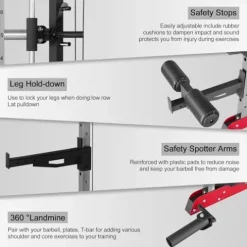 Fitness Dreamer Leg Developer Home Gym Smith Linear Bearing Cage Weight Lifting Machine Red