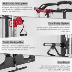 Fitness Dreamer Leg Developer Home Gym Smith Linear Bearing Cage Weight Lifting Machine Red