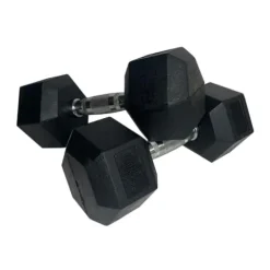 Fitness First Rubber Hex Dumbbell Pairs 85 lbs Black