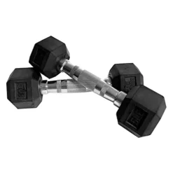 Fitness First Rubber Hex Dumbbell Pairs 85 lbs Black