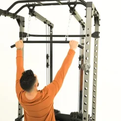 Fitness Reality Cable Cross Over and LAT Pulldown Combo Attachment for Power Cage Grey