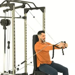 Fitness Reality Cable Cross Over and LAT Pulldown Combo Attachment for Power Cage Grey
