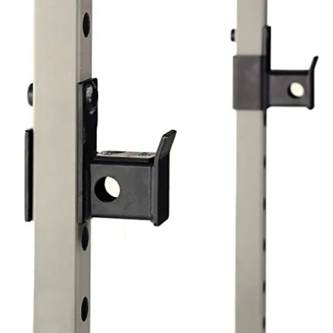 Fitness Reality Squat Rack Power Cage with J-Hooks, Landmine 360° Swivel, Weight Plate Storage Attachment and Power Band Pegs Gray