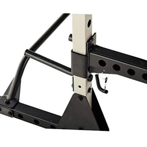 Fitness Reality Squat Rack Power Cage with J-Hooks, Landmine 360° Swivel, Weight Plate Storage Attachment and Power Band Pegs Gray