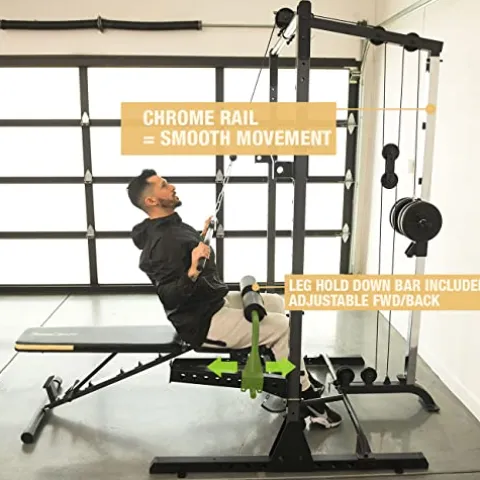 Fitness Reality Universal Olympic LAT Pull Down and Low Row Cable Attachment Grey