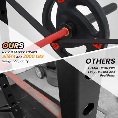 Flarhetoric Power Cage 2000 Lbs Squat Rack with Cable System & LAT Pull Down, Black