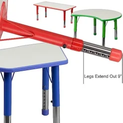 Flash Furniture Wren Blue Height Adjustable Activity Tables Set of 6