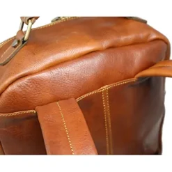 Floto Corsica Italian Leather Laptop Backpack Tobacco Brown