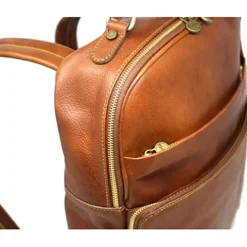 Floto Corsica Italian Leather Laptop Backpack Tobacco Brown
