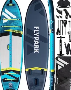 FLYPARK Fishing Inflatable Paddle Board 10’8”x35” Fishing SUP Stand Up Paddleboard Blue