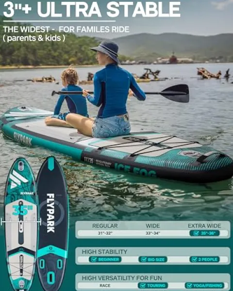 FLYPARK Inflatable Stand Up Paddle Board Ice Fog Green 11’x35”