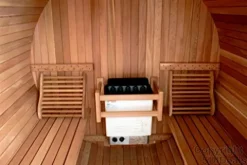 6-Foot Canadian Outdoor Pine Wood 4-Person Barrel Sauna Wet/Dry SPA with 9KW Electric Heater and Lava Rocks