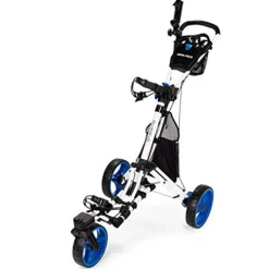 Founders Club Swerve 3 Wheel Push Pull Golf Cart White Blue