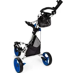 Founders Club Swerve 3 Wheel Push Pull Golf Cart White Blue
