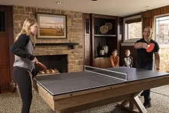 Freetime Fun 7 FT 3 in 1 Multi Game Pool Table with Dining Top Ping Pong Combo Rustic Oak