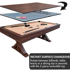 Freetime Fun 7 FT 3 in 1 Multi Game Pool Table with Dining Top Espresso