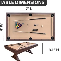 Freetime Fun 7 FT 3 in 1 Multi Game Pool Table with Dining Top Espresso
