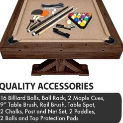 Freetime Fun 7 FT 3 in 1 Multi Game Pool Table with Dining Top Espresso