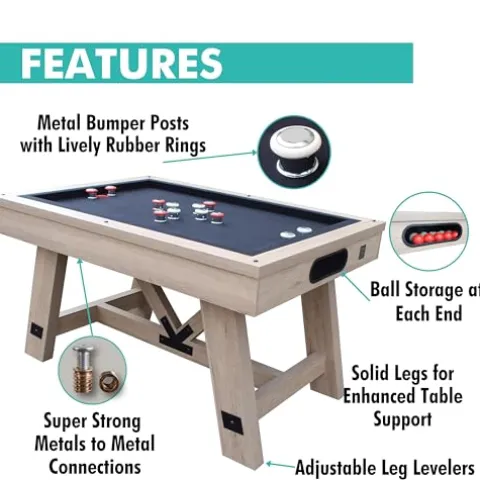 Freetime Fun Bumper Pool Table Rustic Oak