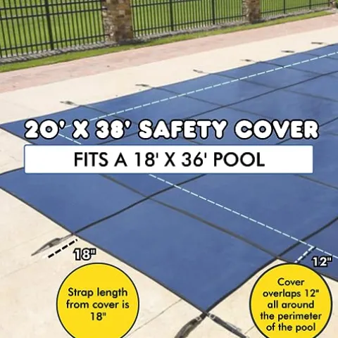 Freetime Fun Pool Safety Cover Commercial Grade Rectangle Blue