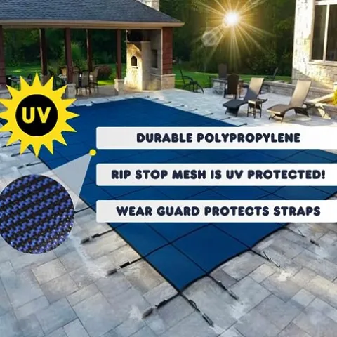 Freetime Fun Pool Safety Cover Commercial Grade Rectangle Blue