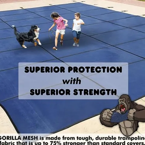 Freetime Fun Pool Safety Cover Commercial Grade Rectangle Blue