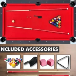 Freetime Fun Portable Pool Table Set Red, Black