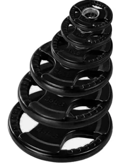 French Fitness Olympic Weight Plate Set 350 lbs Rubber Grip