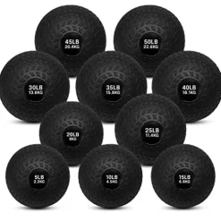 French Fitness PVC Slam Ball Set of 10 (5 to 50 lbs) (New) Black