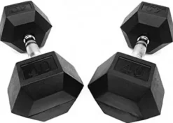 French Fitness Rubber Coated Hex Dumbbell Set 5-50 lbs (New)