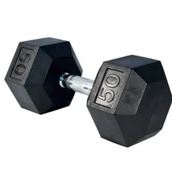 French Fitness Rubber Coated Hex Dumbbell Set 5-50 lbs (New)