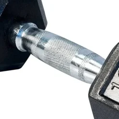 French Fitness Rubber Coated Hex Dumbbell Set 80-100 lbs Black