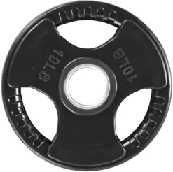 French Fitness Rubber Grip Weight Plate Set w/ 7 ft Olympic Bar 395 lbs