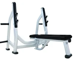 French Fitness Rubber Grip Weight Plate Set with Olympic Bar 235 lbs + Bench