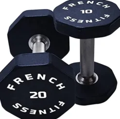 French Fitness Urethane 8-Sided Hex Dumbbell Set 5-60 lbs