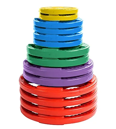 French Fitness Weight Plate Set with Olympic Bar 395 lbs + Bench