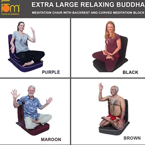 Friends Of Meditation XL Meditation & Yoga Chair with Back Support, Black, Pack of 4
