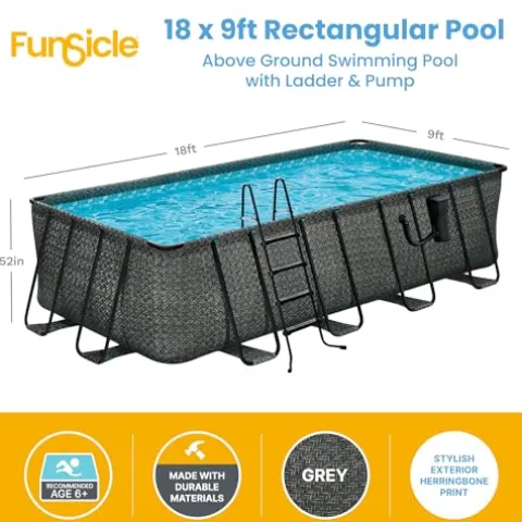 Funsicle Durable Rectangular Pool Cover for Oasis and Activity Pools Gray
