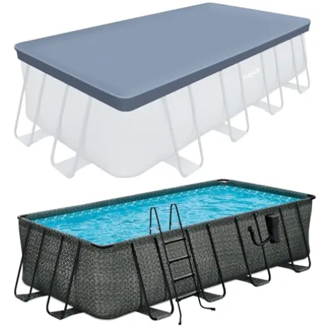 Funsicle Durable Rectangular Pool Cover for Oasis and Activity Pools Gray